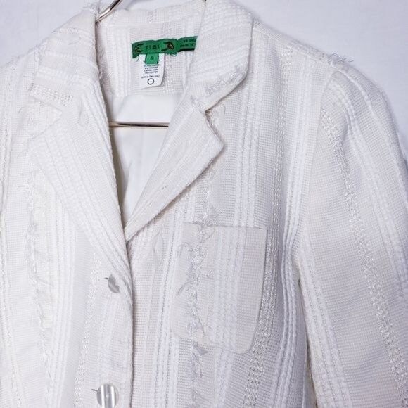 Tibi Vintage Green Label Cream Textured Blazer Jacket Women's Size Small - Picture 5 of 11